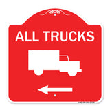Trucks Sign All Trucks (With Truck Symbol & Left Arrow)