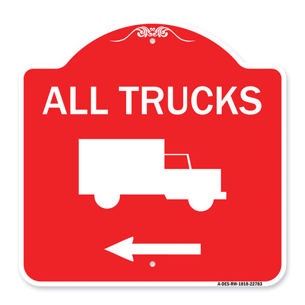 Trucks Sign All Trucks (With Truck Symbol & Left Arrow)