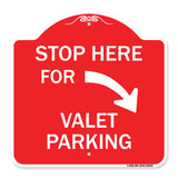 Stop Here for Valet Parking (Right Arrow)