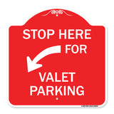 Stop Here for Valet Parking (Left Arrow)