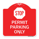 Stop - Permit Parking Only (With Stop Symbol)