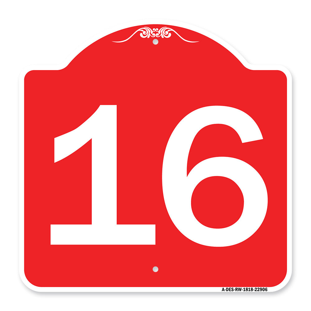 Sign with Number '16