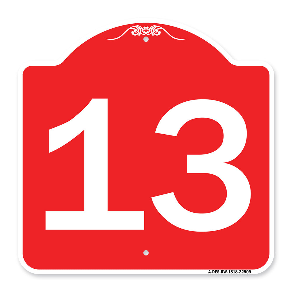Sign with Number '13