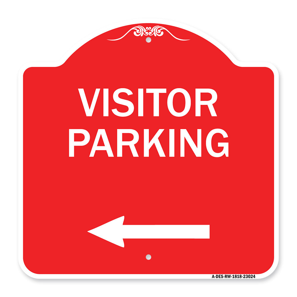 Reserved Parking Sign Visitor Parking (Arrow Pointing Left)