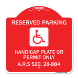 Reserved Parking Handicap Plate or Permit Only A.R.S Sec. 28-884 (Handicapped Symbol)