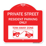 Private Street Sign Private Street Resident Parking Only Tow Away Zone (With Towing Graphic)