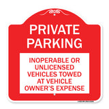 Private Parking Inoperable or Unlicensed Vehicles Towed at Vehicle Owner's Expense