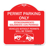 Permit Parking Only - Estacionamiento Solamente Con Permiso. Vehicles Without Permits Will Be Towed (With Car Tow Graphic)
