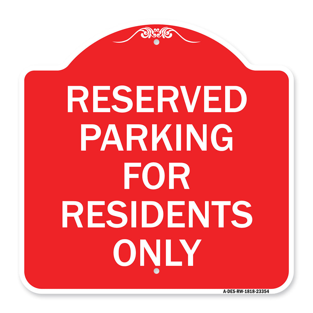 Parking Space Reserved Sign Parking Reserved for Residents Only