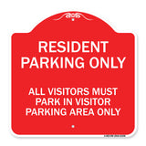 Parking Sign Resident Parking Only All Visitors Must Park in Visitor Parking Area Only