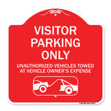 Parking Restriction Sign Visitor Parking Only Unauthorized Vehicles Towed at Owner Expense with Graphic