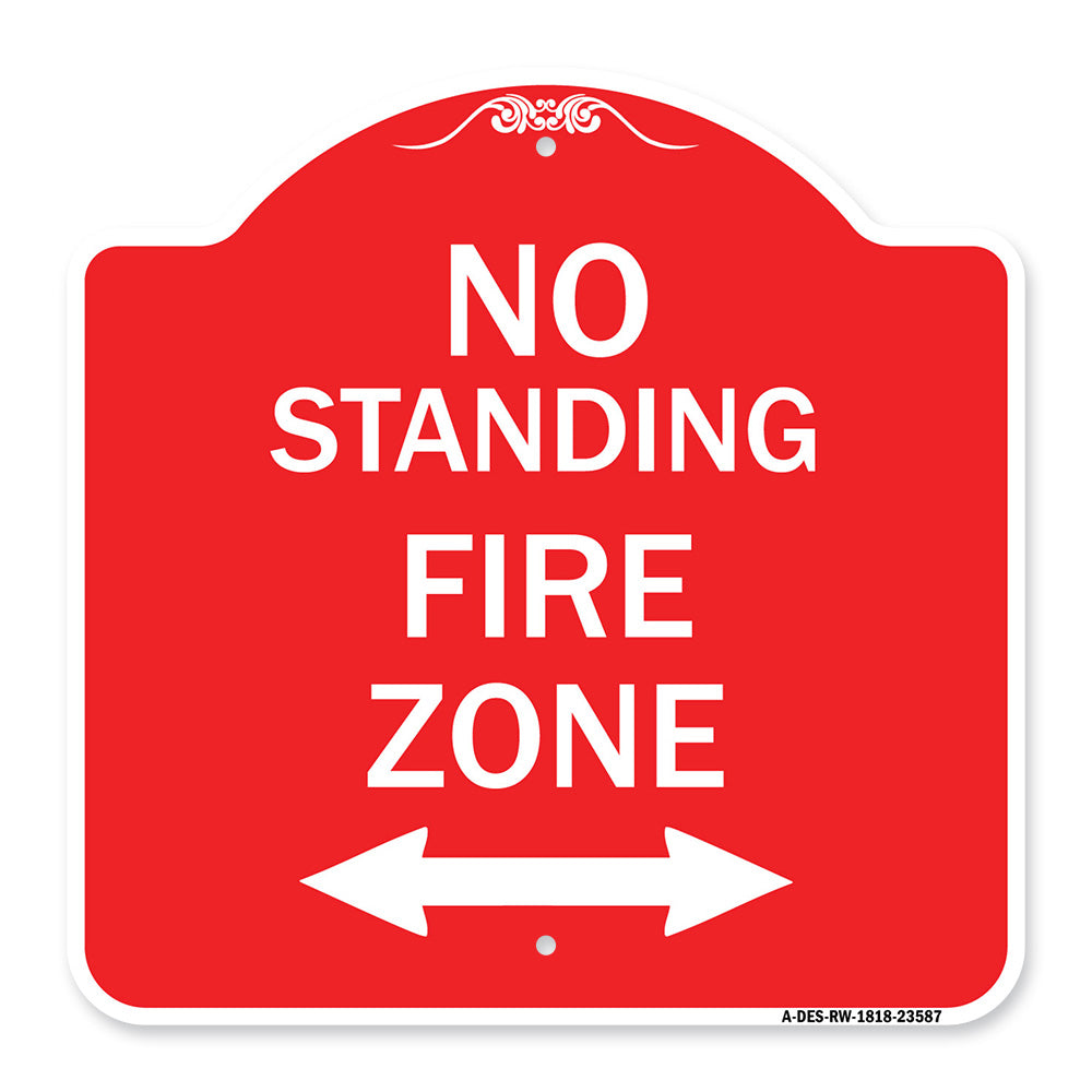 No Standing Fire Zone with Bidirectional Arrow