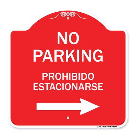 No Parking Prohibido Estacionarse (With Left Arrow)