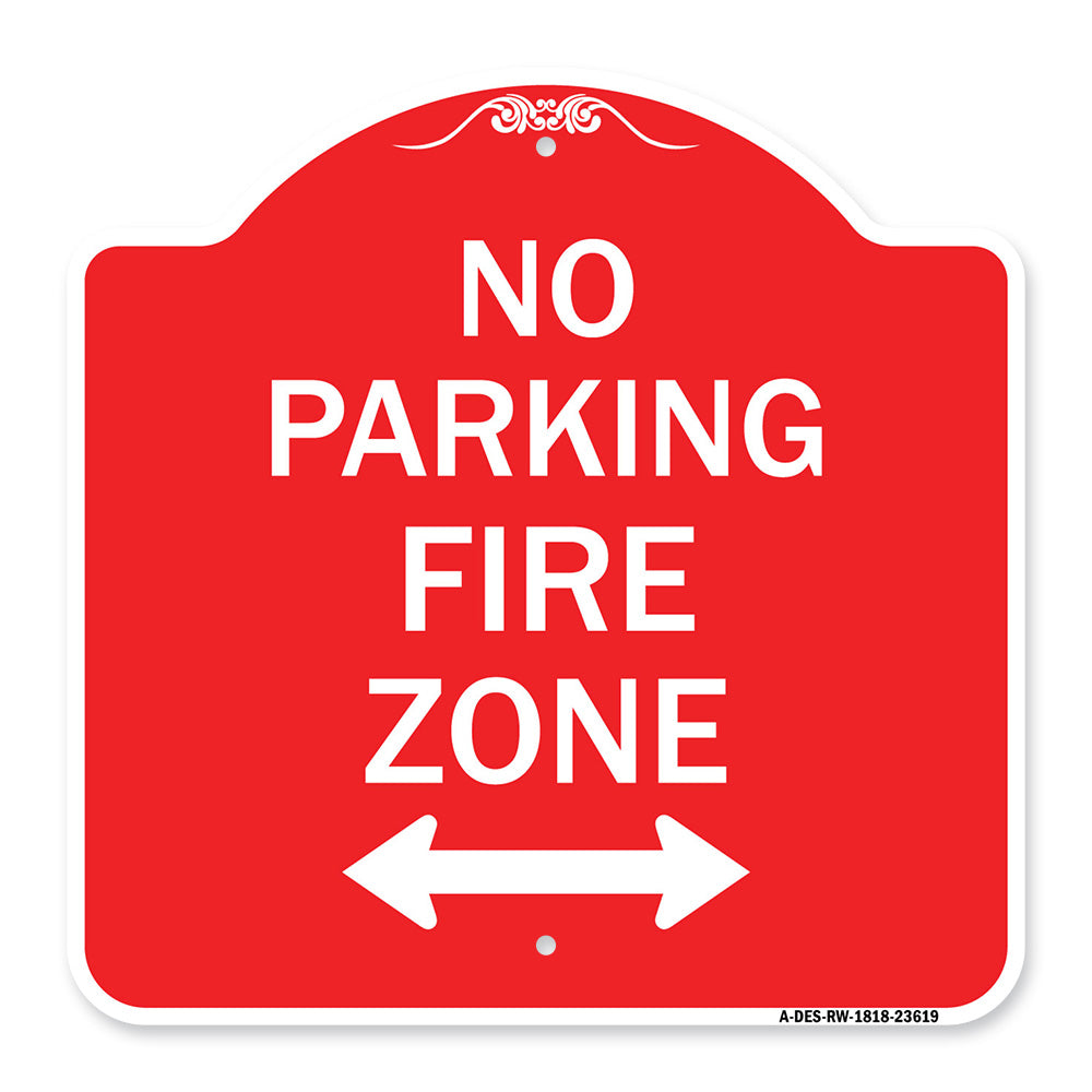 No Parking Fire Zone with Bidirectional Arrow