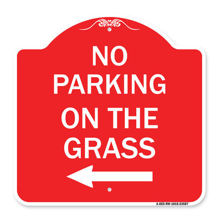 No Parking on the Grass with Left Arrow