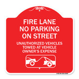 No Parking on Street Unauthorized Vehicles Towed at Vehicle Owner's Expense (With Car Tow Graphic)