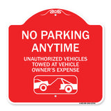 No Parking Anytime Unauthorized Vehicles Towed at Vehicle Owner's Expense (With Car Tow Graphic