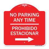 No Parking Anytime Prohibido Estacionar (With Right Arrow)