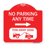 No Parking Anytime Tow-Away Zone with Right Arrow