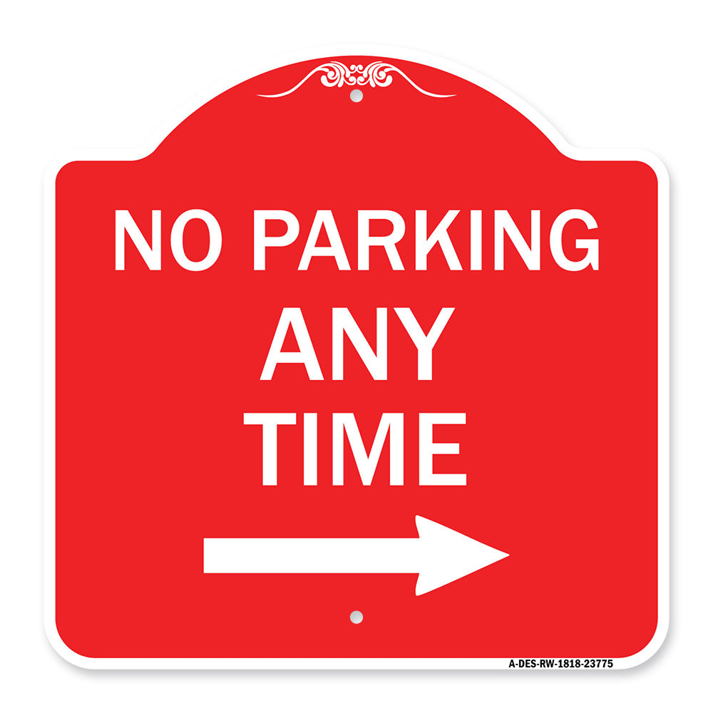 No Parking Anytime with Right Arrow