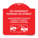 No Overnight Parking on Street Unauthorized Vehicles Towed at Vehicle Owner's Expense (With Car Tow Graphic)