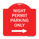 Night Permit Parking Only (With Right Arrow)