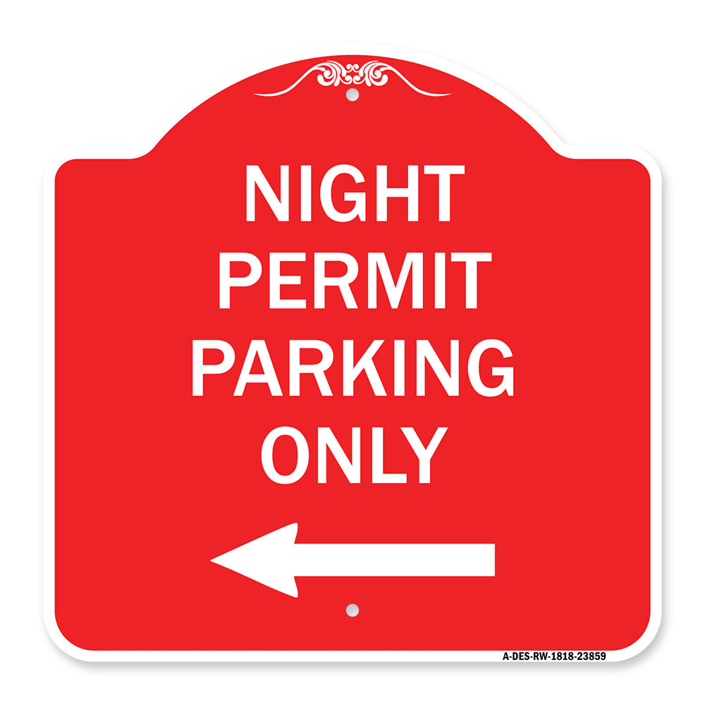 Night Permit Parking Only (With Left Arrow)