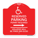Modern Isa Symbol) Connecticut Reserved Parking Permit Required Violators Will Be Fined Min $150 (With Right Arrow)