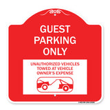 Guest Parking Only Unauthorized Vehicles Towed at Owner Expense with Graphic