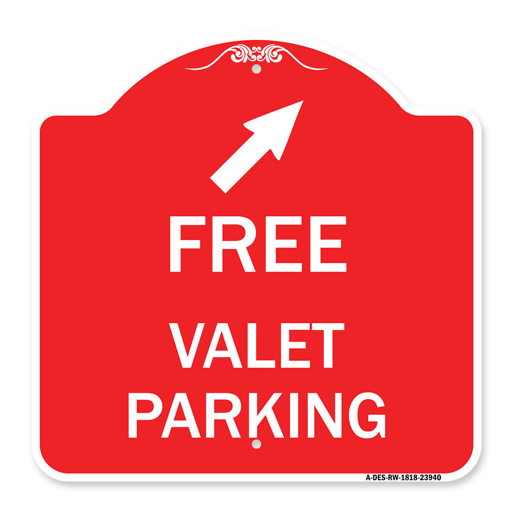 Free Valet Parking with Upper Right Arrow