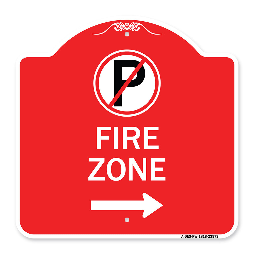 Fire Zone (No Parking Symbol and Right Arrow)