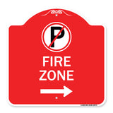 Fire Zone (No Parking Symbol and Right Arrow)