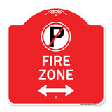 Fire Zone (No Parking Symbol and Arrow Pointing Left and Right)