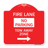 Fire Lane Tow-Away Zone with Right Arrow