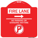 Fire Lane - No Parking or Standing Anytime (With No Parking Symbol and Right Arrow)
