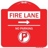 Fire Lane - No Parking (With No Parking Symbol and Right Arrow)