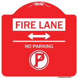 Fire Lane - No Parking (With No Parking Symbol and Bidirectional Arrow)