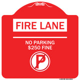 Fire Lane - No Parking $250 Fine (With No Parking Symbol)