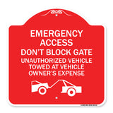 Emergency Access Don't Block Gate Unauthorized Vehicles Towed at Vehicle Owner's Expense (With Car Tow Graphic)