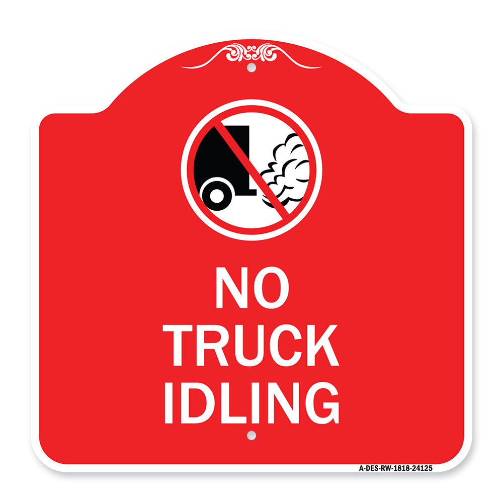 Driveway Sign No Truck Idling with Graphic