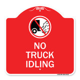 Driveway Sign No Truck Idling with Graphic