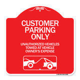 Customer Parking Only Unauthorized Vehicles Towed at Owner Expense with Graphic