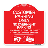 Customer Parking Only No Overnight Parking Unauthorized Vehicles Towed at Owner Expense with Graphic