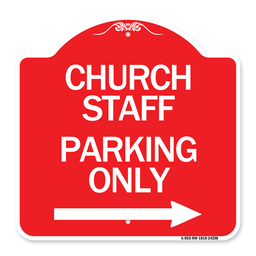 Church Staff Parking Only (With Right Arrow)