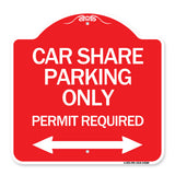 Car Share Parking Only Permit Required with Bidirectional Arrow