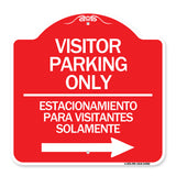 Bilingual Reserved Parking Sign Visitor Parking Only - Estacionamiento Para Visitantes Solamente (With Right Arrow)