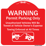 Warning Permit Parking Only Vehicles Will Be Towed At Vehicle Owners Expense Towing