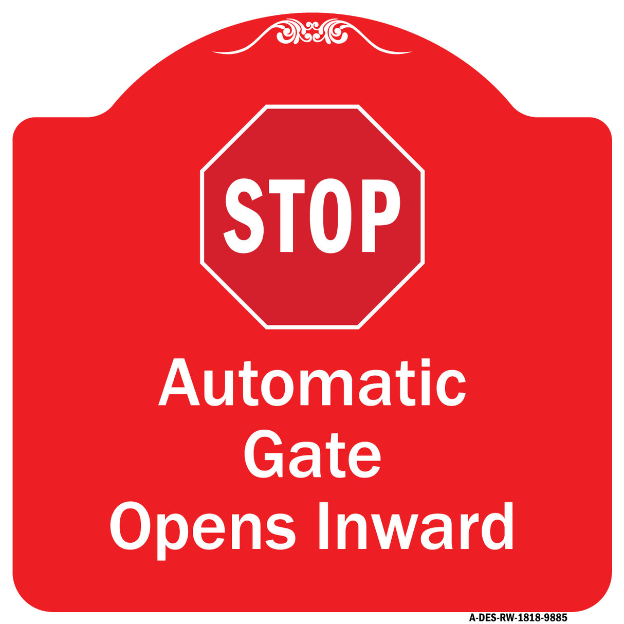 Stop, Automatic Gate, Opens Inward With Symbol