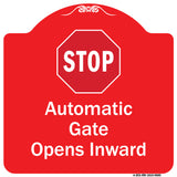 Stop, Automatic Gate, Opens Inward With Symbol