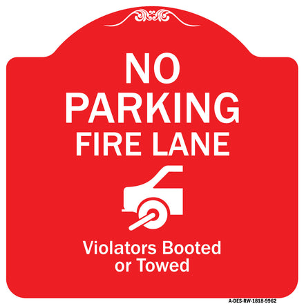 No Parking Fire Lane (With Graphic) Violators Booted Or Towed